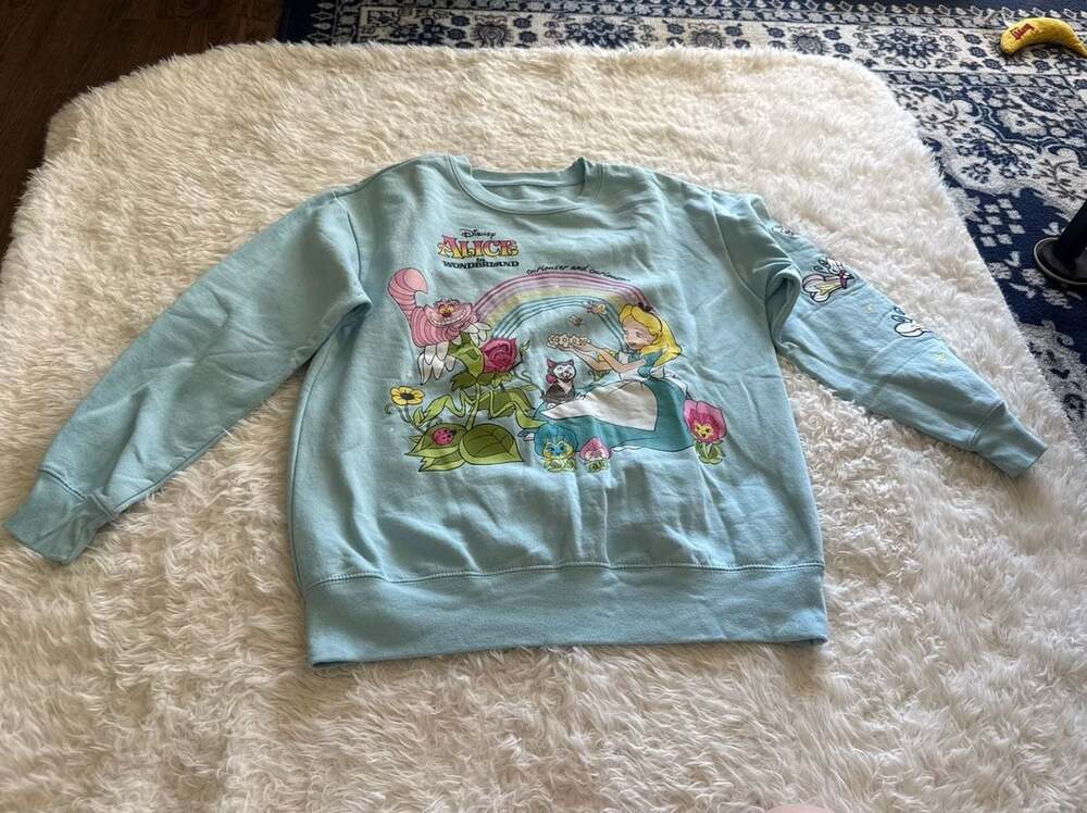 Disney Alice in Wonderland Blue Graphic Crewneck Sweatshirt
